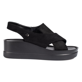 Sandales compensées noires Shelovet, femmes
