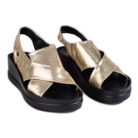 Sandales compensées Shelovet dorées femme