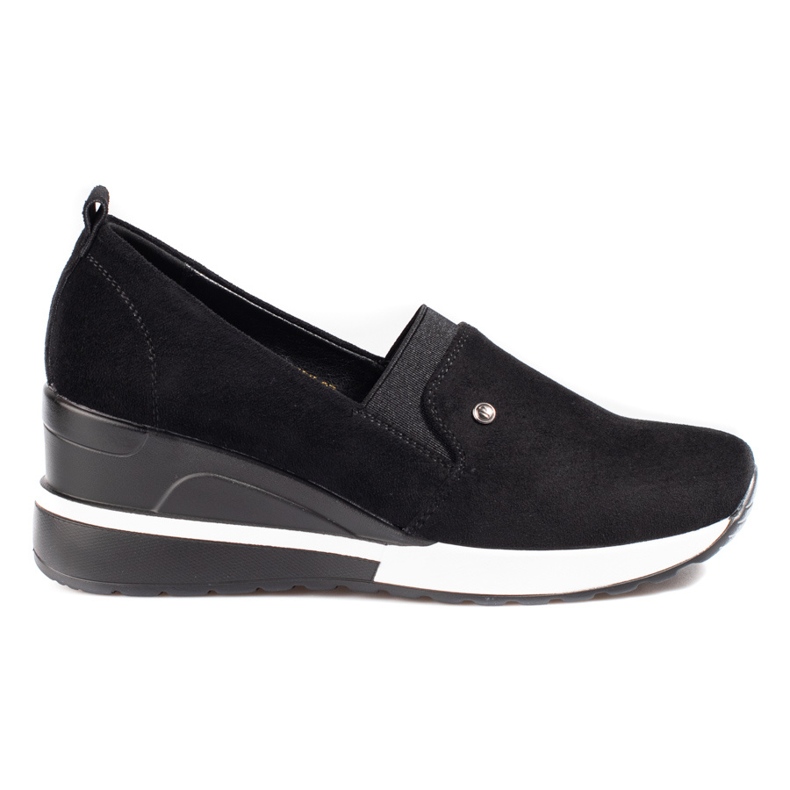 SHELOVET Chaussures compensées femme daim noir Potocki le noir
