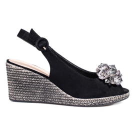 W. Potocki Sandales espadrilles compensées noires femme Potocki