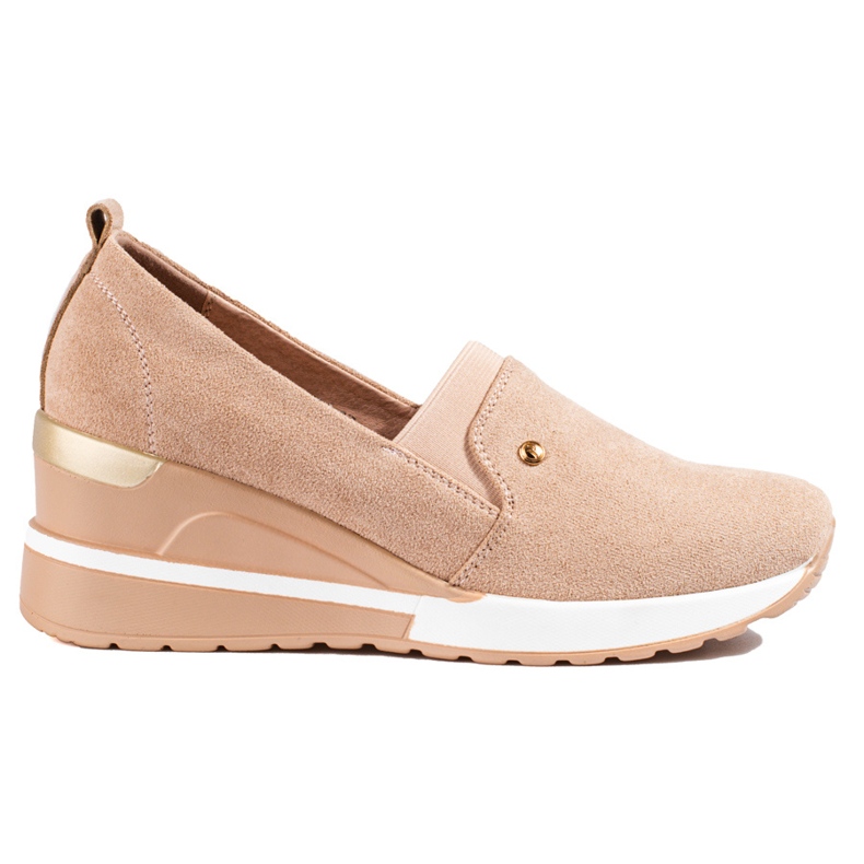 SHELOVET Chaussures compensées femme daim Potocki beige