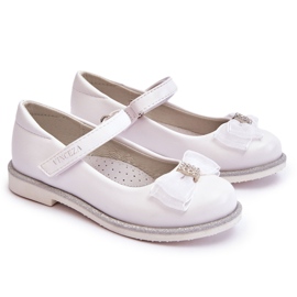 Vinceza Ballerines Enfant Velcro Nœud Décoratif Blanc Nadia