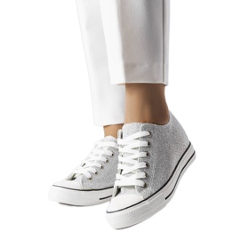 BM Baskets compensées à paillettes argentées de Crète