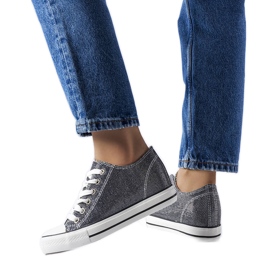 Baskets compensées en brocart noir de Crète le noir