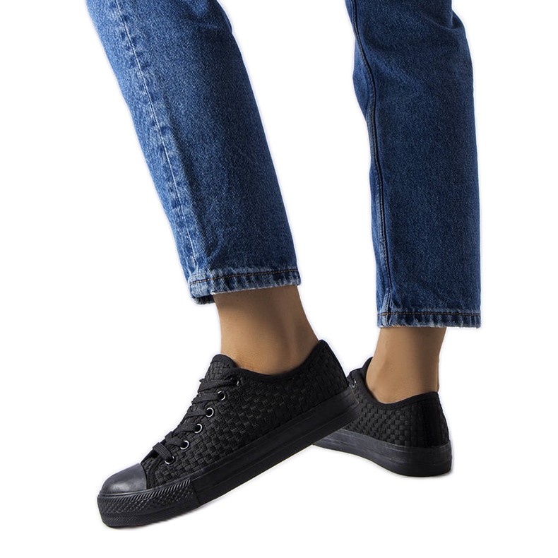 Baskets noires en tissu tissé de Thibodeau le noir Baskets noires en tissu tissé de Thibodeau le noir