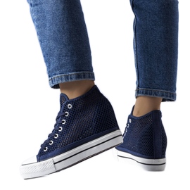 BM Baskets compensées ajourées bleu marine Coupart