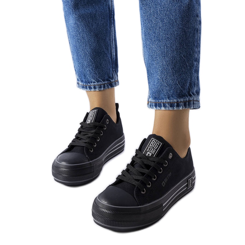 Baskets à plateforme noires de Big Star LL274184 le noir