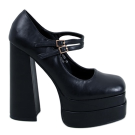 BM Escarpins plateforme grain noir Loit le noir