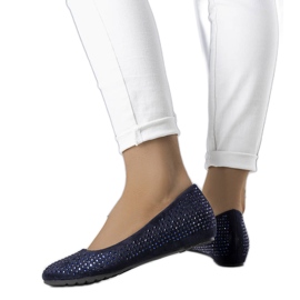 Ballerines bleu marine à talon compensé recouvert de Julie Ballerines bleu marine à talon compensé recouvert de Julie