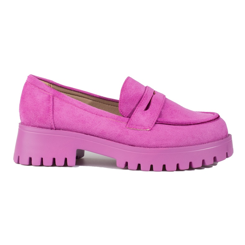 Mocassins pour femmes violets sur la plate-forme en daim Shelovet rose