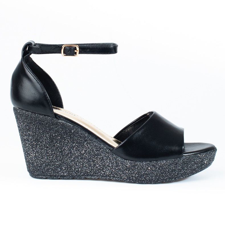 Sandales compensées noires Shelovet, femmes le noir