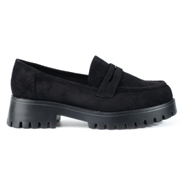 Mocassins plateforme femme Shelovet daim noir