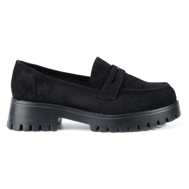 Mocassins plateforme femme Shelovet daim noir le noir