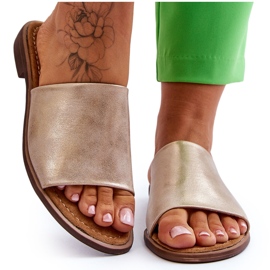 Volets dorés en cuir en cuir pour femmes