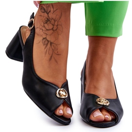 Sandales en cuir noir à la mode noir le noir