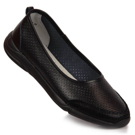 Ballerines femme cuir ajouré noir eVento 3621 le noir