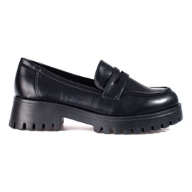 Elégants mocassins noirs sur la plateforme Shelovet le noir Elégants mocassins noirs sur la plateforme Shelovet le noir