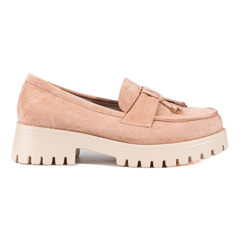 Mocassins en daim pour femmes sur la plateforme Shelovet beige Mocassins en daim pour femmes sur la plateforme Shelovet beige