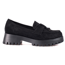 Chaussures compensées en daim pour femmes noir Shelovet le noir