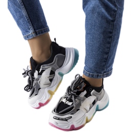 Baskets noires en mélange de matières de Grondin