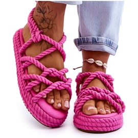 Sandales tressées à la mode pour femmes Fuchsia Tiffanie rose
