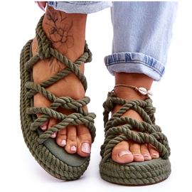 FG2 Sandales tressées à la mode pour femmes Vert Tiffanie