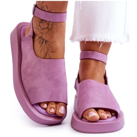 FG2 Sandales plates-formes confortables pour femmes violet rubis