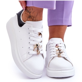 FG2 Chaussures De Sport Pour Femmes Sur Une Plateforme Massive Blanc Et Noir Chante