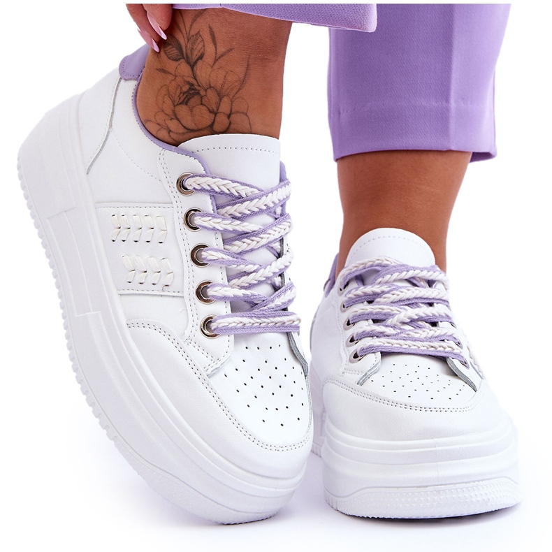 Baskets Plateforme Femme Tendance Blanc-Violet Claribel blanche Baskets Plateforme Femme Tendance Blanc-Violet Claribel blanche