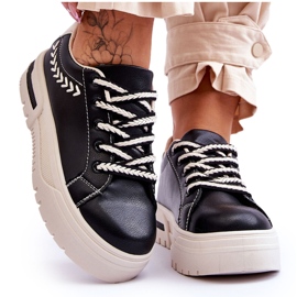 FG2 Chaussures De Sport Confortables Pour Femmes Sur La Plateforme Devan Noir Et Beige