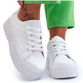 FG2 Chaussures de sport à plateforme confortables pour femmes Blanc Devan