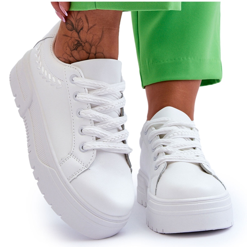 FG2 Chaussures de sport à plateforme confortables pour femmes Blanc Devan blanche