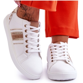 Baskets Femme En Cuir Avec Clous Blanc Et Doré Dory blanche