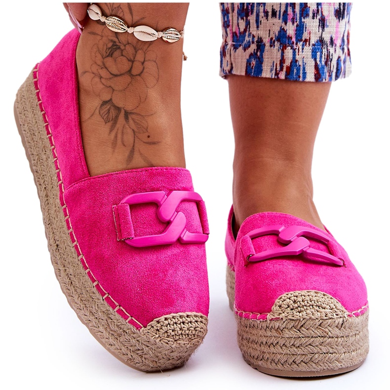 FI1 Espadrilles Plateformes Classiques Femme Fuchsia Maurine rose