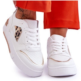 Chaussures de Sport Léopard en Cuir pour Femme Blanc Nancey