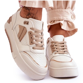 FI1 Chaussures Sport Femme Cuir Beige Nancey