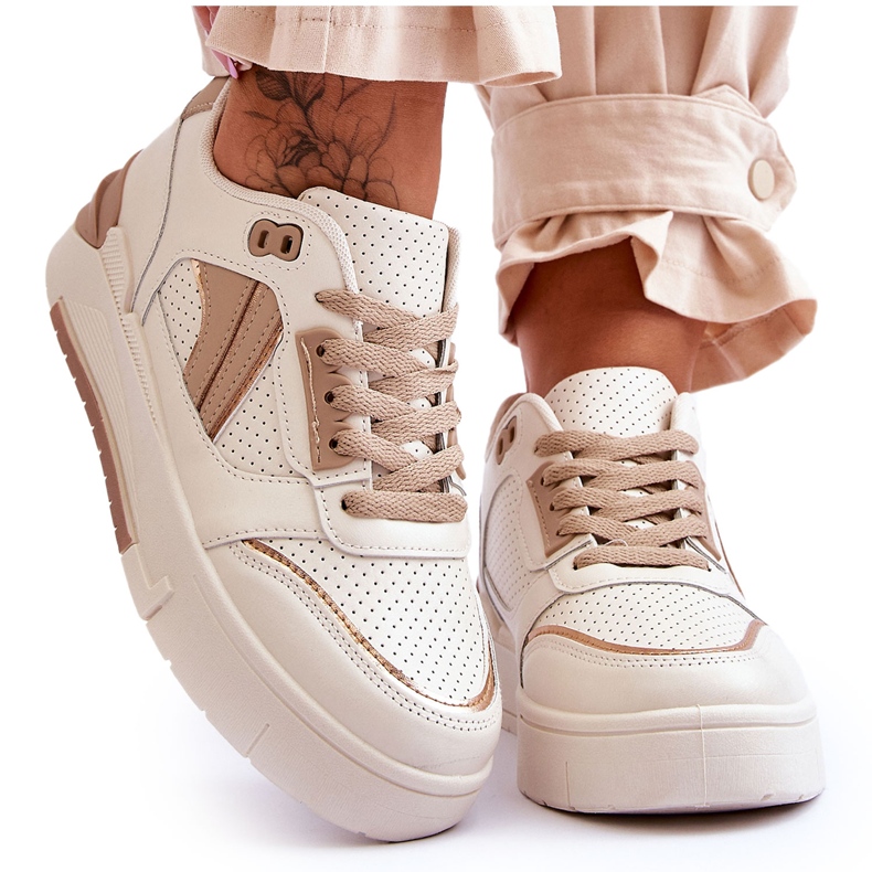 FI1 Chaussures Sport Femme Cuir Beige Nancey FI1 Chaussures Sport Femme Cuir Beige Nancey