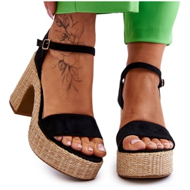 FI1 Sandales en daim confortables sur une barre Elishia noire massive