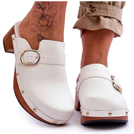 FI1 Chaussons Cuir Femme Sabots Blanc Fanett