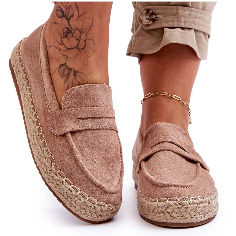 FI1 Espadrilles en daim pour femmes Beige Keyla