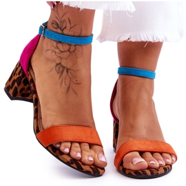 FB1 Sandales en daim multicolores à talons bas Quincy