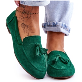 FB1 Mocassins Classiques Daim À Franges Vert Averil