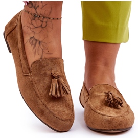 FB1 Mocassins Classiques Daim À Pompons Marron Averil beige