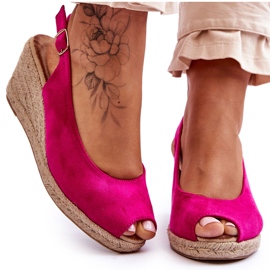 FB1 Sandales compensées en suède fuchsia Elsie rose