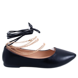 PA1 Ballerines noires à chaîne Junri le noir PA1 Ballerines noires à chaîne Junri le noir