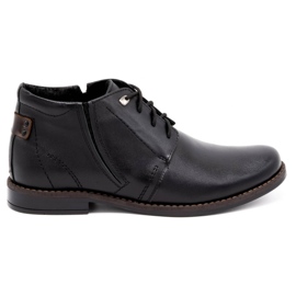 Olivier Bottes d'hiver en cuir pour hommes 336LU noir
