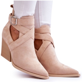 FI1 Bottes de cowboy en daim pour femmes Beige Dennise