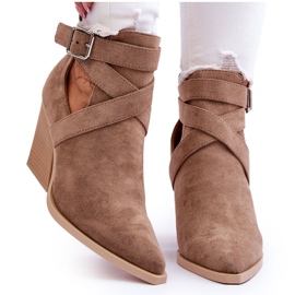 FI1 Bottes de cowboy en daim pour femmes beige foncé Dennise