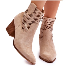 FB1 Santiags Femme en Daim Beige Norvella