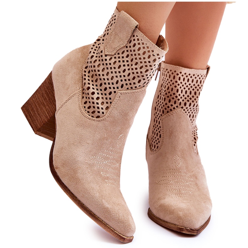 FB1 Santiags Femme en Daim Beige Norvella